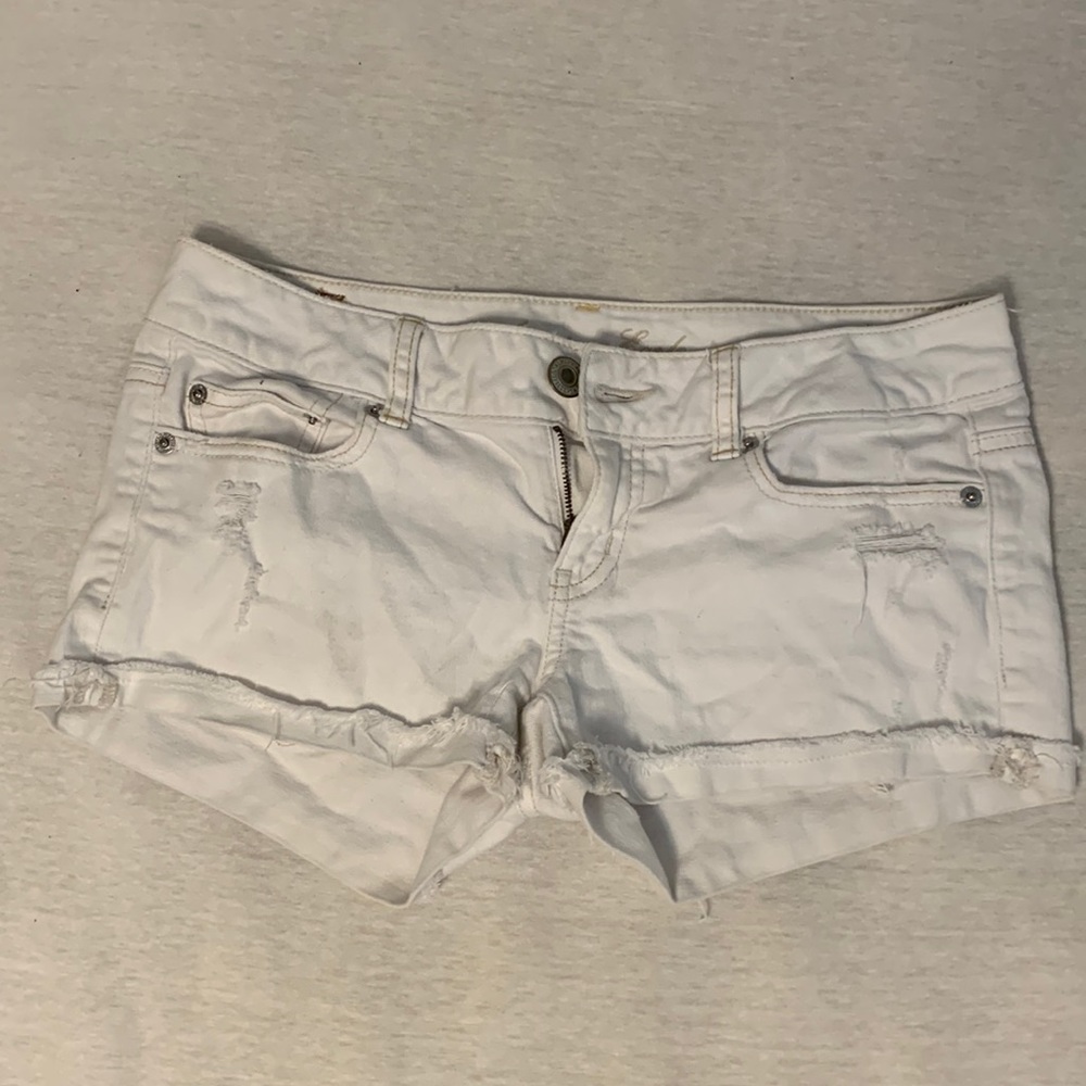 American Eagle White Jean Shorts Stretch